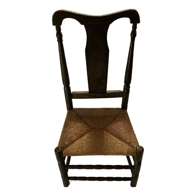 American Queen Anne 1700s Ebonized Side Chair.Because of Their Age,Genuine 18th-Century Ebonized Antiques Are Highly Collectible Museum-Quality Pieces For Sale