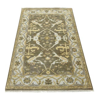 Oushak Rug 4’1” X 6’1” Gray Wool Tribal Hand-Knotted Oriental Carpet For Sale