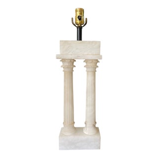 Vintage Marble and Alabaster Column Lamp For Sale