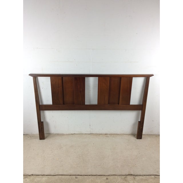 This mid century modern full size headboard features hardwood construction, beautiful walnut veneer with original finish,...