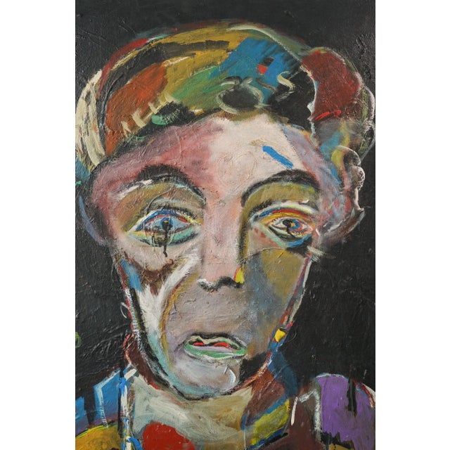 Expressionist portrait oil on board artist name: tello (signed) approx date: second half of the 20th century frame size: h...