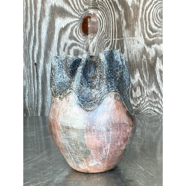Vintage Boho Original Studio Pottery Vase For Sale In West Palm - Image 6 of 8