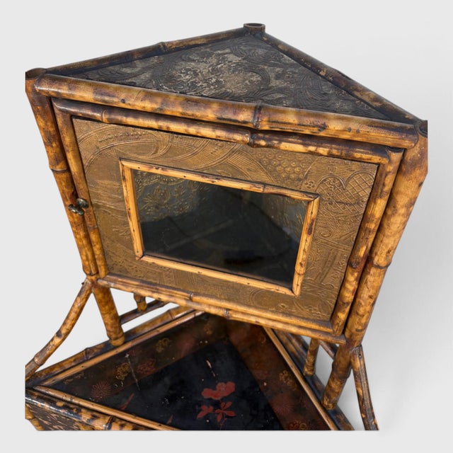 Brown Victirian Bamboo Corner Cabinet For Sale - Image 8 of 10