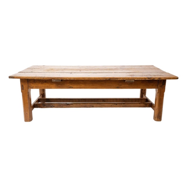 Rustic Late 19th Century Pine Coffee Table With Drawer For Sale