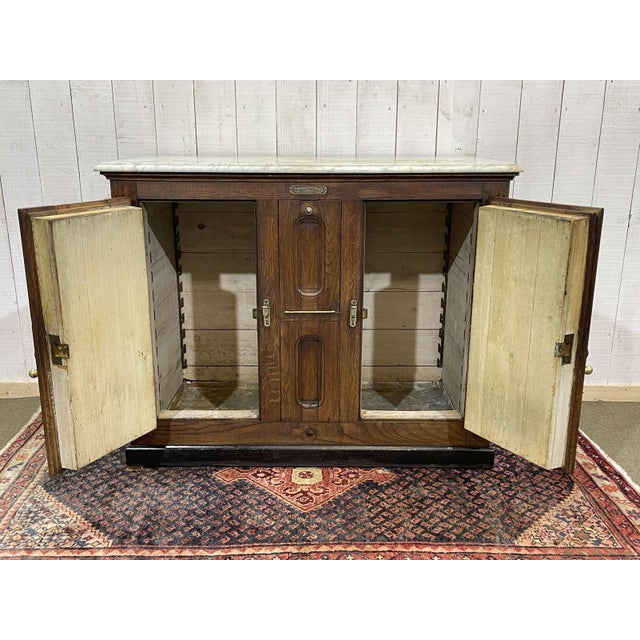 Antique Icebox in Oak with Marble Top, 1900s For Sale - Image 9 of 18