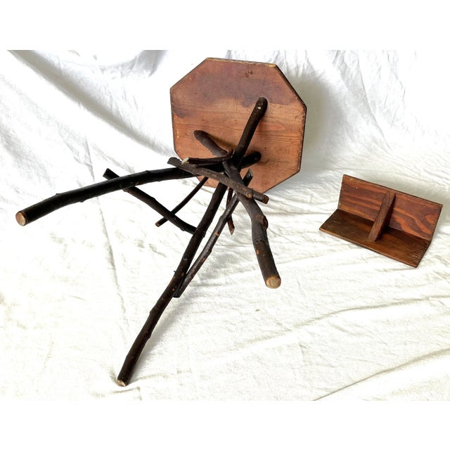 Early 20th Century Adirondack Cabin Twig Folk Art Smoke Stand Side Table For Sale - Image 12 of 13