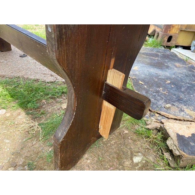 Vintage Rustic Farmhouse Dining Table With Two Benches For Sale - Image 4 of 12