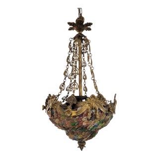 Gilt Bronze Venetian Multi-Colored Glass Pastille Chandelier For Sale