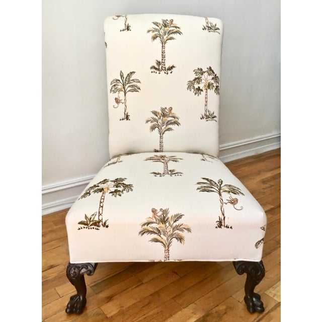 1940s Vintage Carved Ball & Claw "Palm Tree" Slipper Chair For Sale - Image 4 of 12