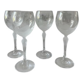 Vintage Bohemia Lre Frosted Crystal Glasses - Set of 4 For Sale