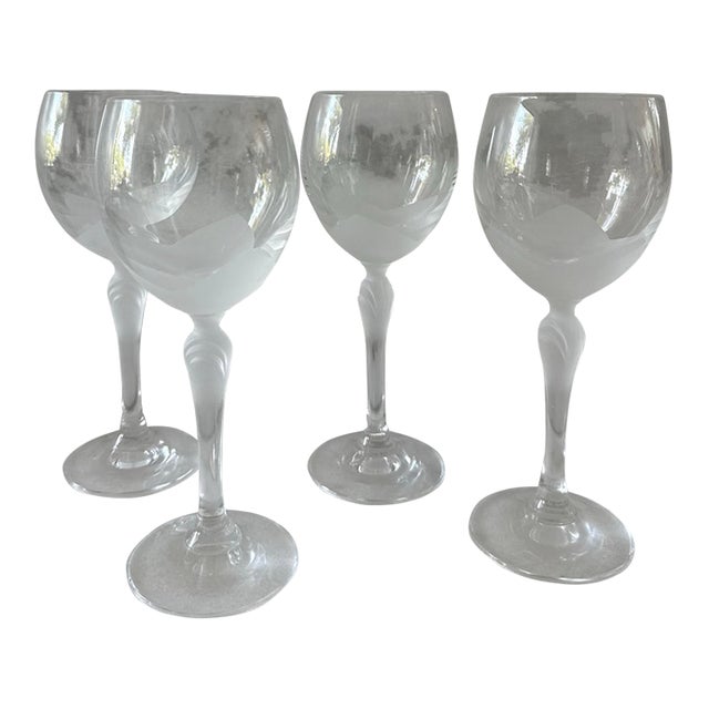 Vintage Bohemia Lre Frosted Crystal Glasses - Set of 4 For Sale