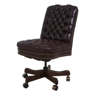 Leather Master Tufted Burgundy Leather Office Chair For Sale