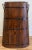 Oversized antique wooden bucket used in India to store grain. This is solid and heavy with a beautiful patina. Metal...