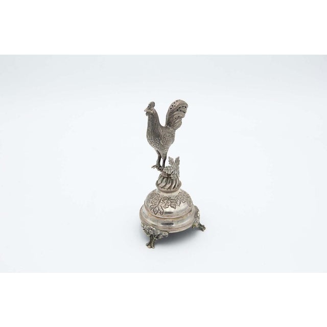 Silver Toothpick Holder with Rooster For Sale - Image 4 of 4