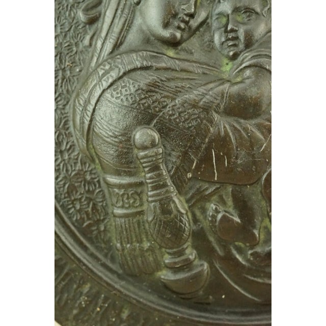 Bronze Medallion with Bas-Relief depicting the Madonna Della Seggiola by Raffaello Sanzio, Italy, Late 1800s For Sale - Image 18 of 18