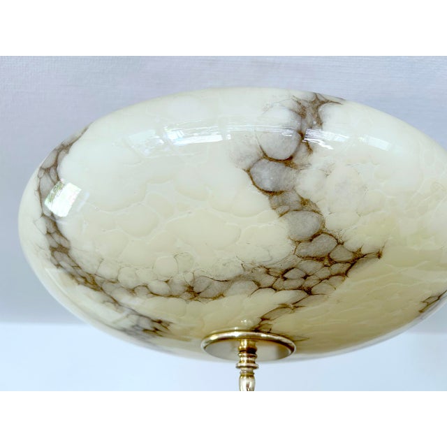 Gold Art Deco Pendant Light in Marble Glass, 1930s For Sale - Image 8 of 17