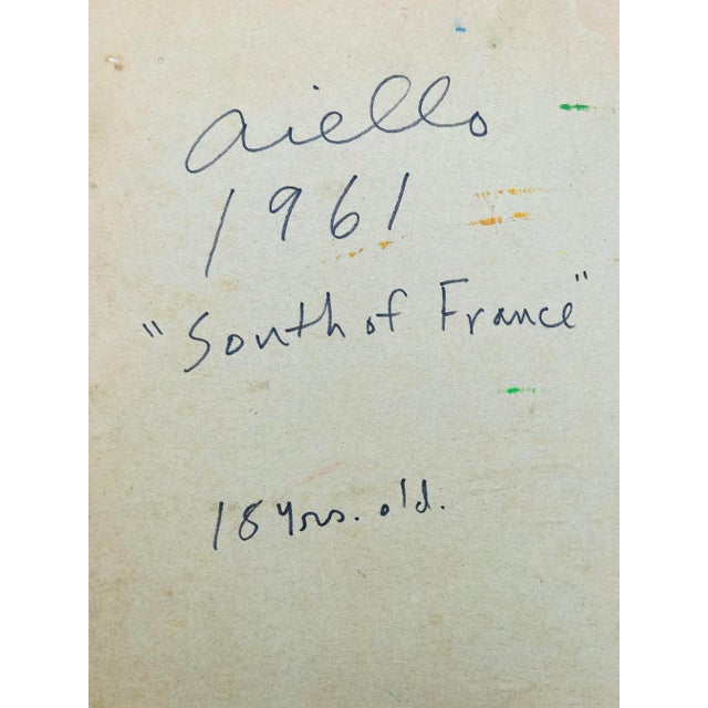 Textile 1960’s Vintage Original Abstract Expressionist French Oil Painting Signed Aiello For Sale - Image 7 of 7