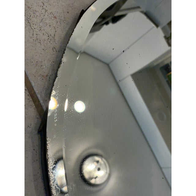 Antiqued Shield Wall Mirror With Carved Scroll Wood Accents For Sale - Image 9 of 15