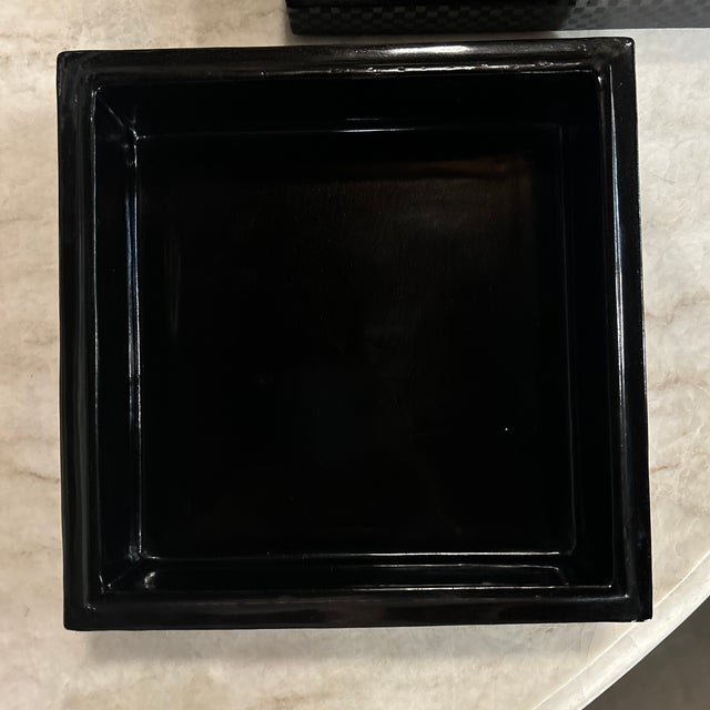 Black Black Checkered Lacquer Box For Sale - Image 8 of 11