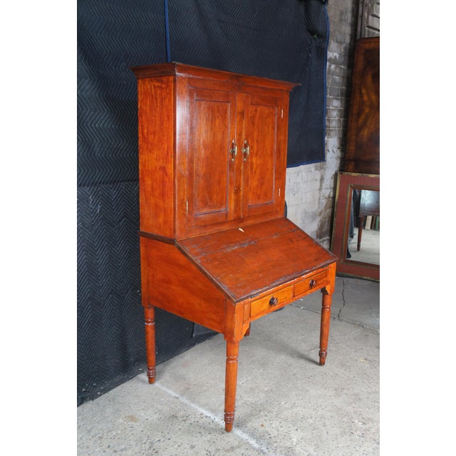 Antique Early 19th Century Plantation Secretary Desk Bookcase Hutch Cabinet For Sale - Image 4 of 18