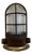 Vintage Industrial Caged Bulkhead Ceiling Light with Ribbed Glass, 1970s For Sale