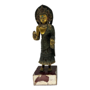 Antique Tibétan School Jeweled Bronze Figure of a Dipankara Buddha