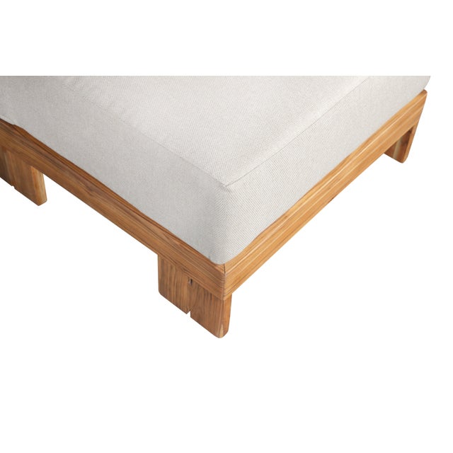 Paradiso Outdoor Solid Teak Wood Ottoman - Gray Fabric For Sale In Chicago - Image 6 of 6