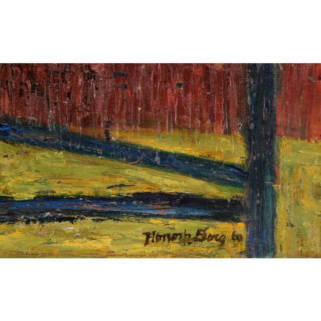 Portrait of Joan Brown Bay Area Expressionist Seated Nude in Oil on Canvas Heavy impasto painting of a seated nude woman...