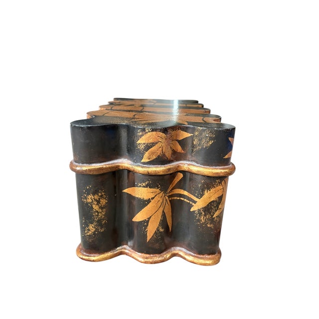 Vintage Gold and Black Chinoiserie Box With Bamboo Motif For Sale - Image 4 of 18