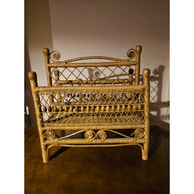 1960s 1960s American Victorian Natural Wicker Magazine Stand For Sale - Image 5 of 8