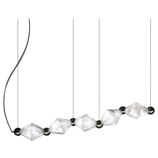 Chronos Brushed Black Metal Pendant Lamp by Alabastro Italiano For Sale - Image 4 of 4
