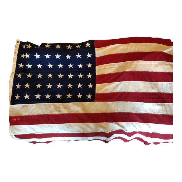Large WWII-era American Flag, 48-Star, 46w 68l (Approx 4' X 5.5') For Sale