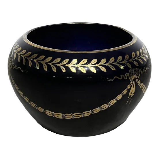 Cachepot Vase with Gold Details, 1950s For Sale