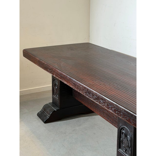 Antique Oak Dining Table with Carved Pedestal Base For Sale - Image 5 of 10