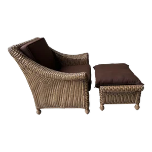 Tommy Bahama Weathered Resin Wicker Chair and Ottoman, 2 Pieces