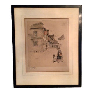Framed Signed Color Lithograph of the Spread Eagle Inn in Midhurst by British Artist Cecil Aldin For Sale