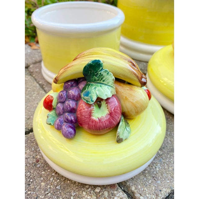Vintage Italian Capodimonte Style Canisters With Fruit - Set of 2 For Sale In Chicago - Image 6 of 11