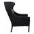 Børge Mogensen Wing chair in original black leather from the 80s. The chair appears with patina and some cracks in the...