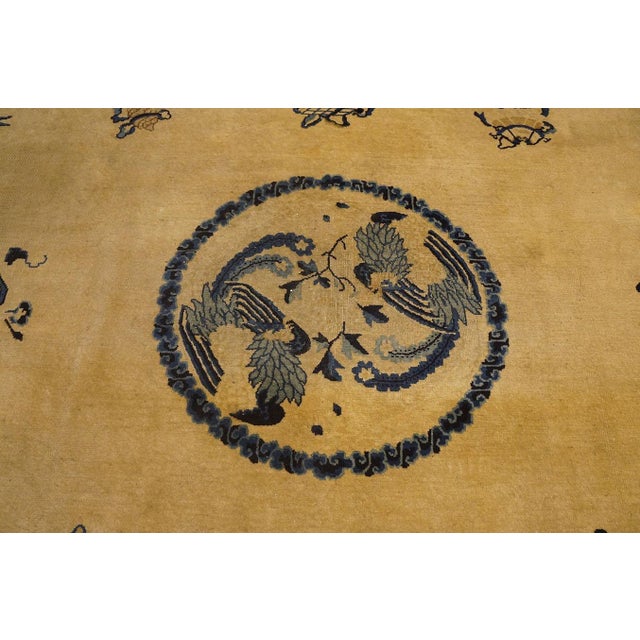 Extraordinary White Ivory Color With Chinoiserie and Animalia Design Antique Chinese Peking Rug For Sale - Image 12 of 12