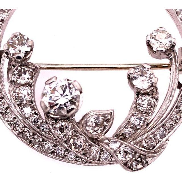 Antique 14 Karat Pin or Brooch in White Gold Diamond Circle For Sale - Image 9 of 12