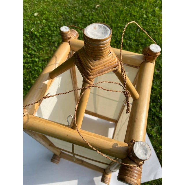 Large Bamboo and Fabric Lantern For Sale - Image 6 of 9