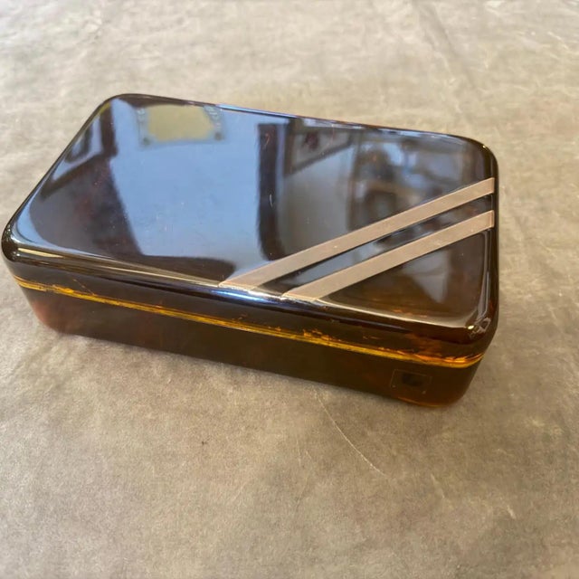 1970s Mid-Century Modern Faux Tortoiseshell Lucite Luxury Box Dior Home Style For Sale - Image 12 of 13