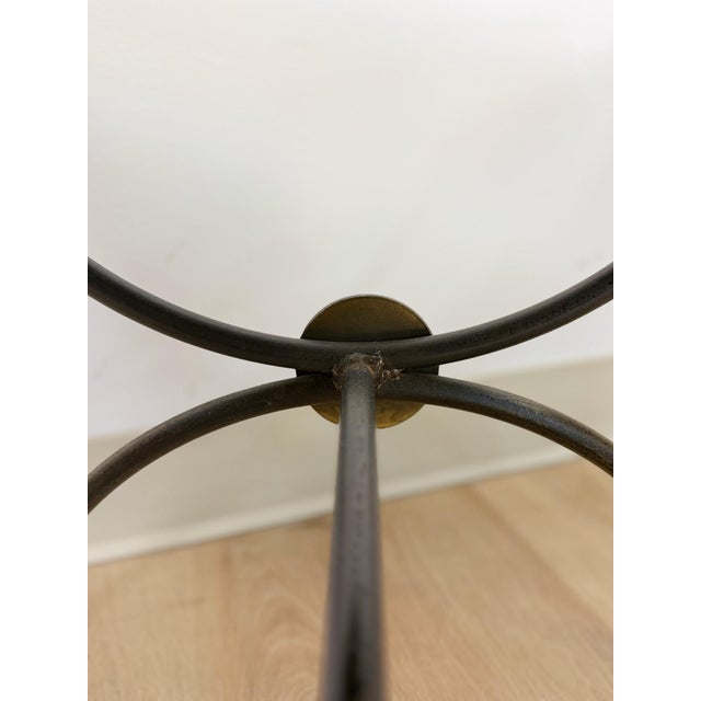 Pair of Swain Style Designer Metal and Beige Upholstered Footstools, High Point For Sale - Image 9 of 10