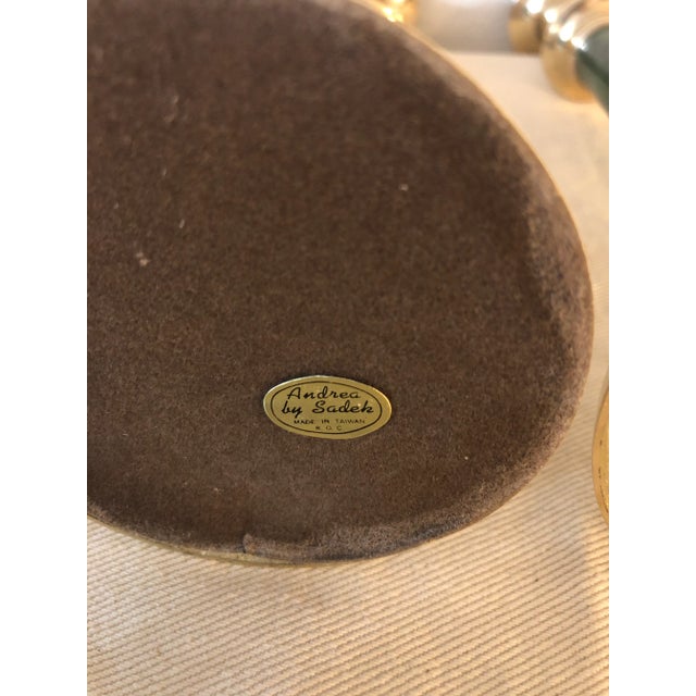 Vintage Faux Malachite and Brass Candlesticks by Andrea by Sadek - a Pair For Sale In New Orleans - Image 6 of 8