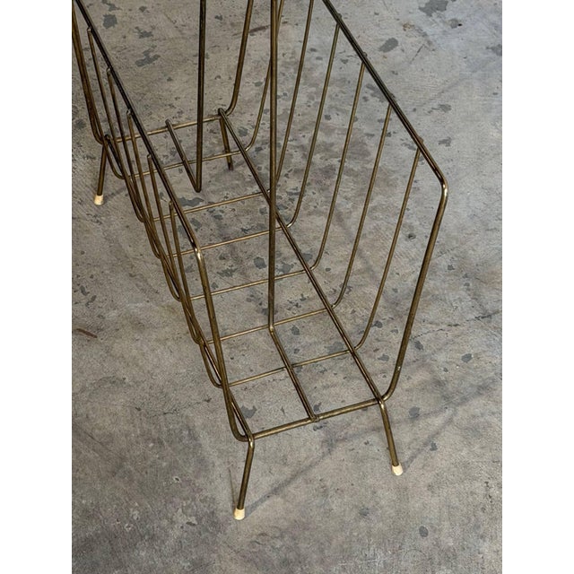 Gray Vintage Danish Brass Magazine Rack Mid Century Modern Newspaper Holder For Sale - Image 8 of 8