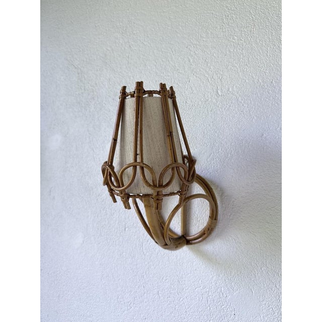 Rattan Wall Sconces by Louis Sognot, 1960, Set of 2 For Sale - Image 13 of 18