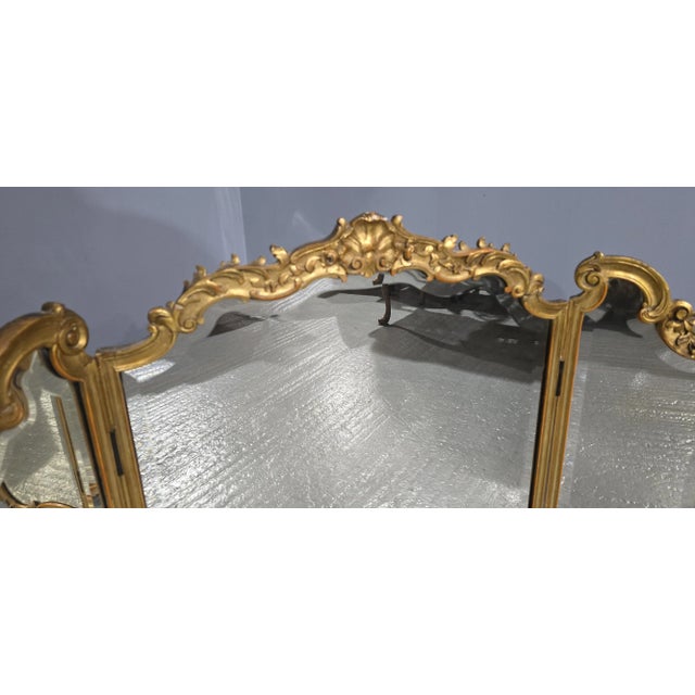 Large Gilt Triptych Dressing Table Mirror, 1880 For Sale - Image 4 of 8