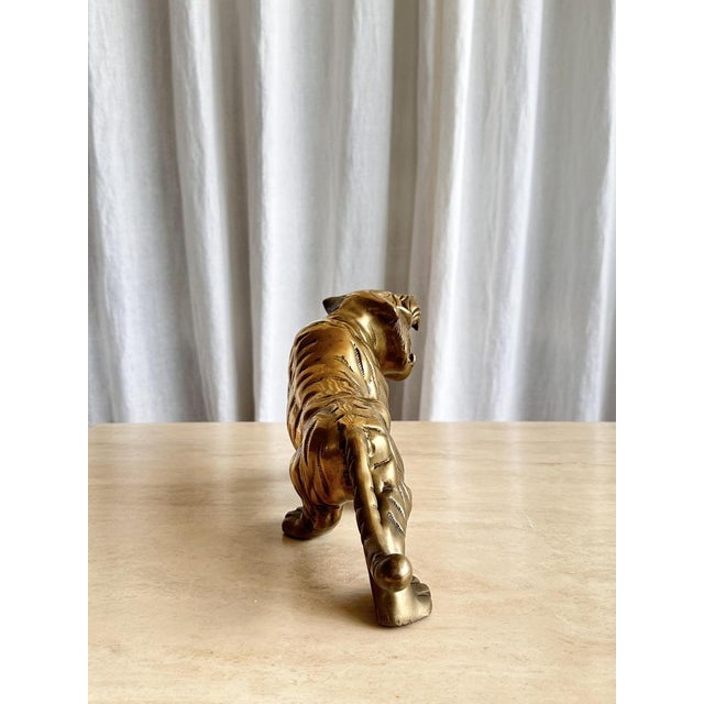 1970s Mid-Century Brass Handmade Tiger Sculpture, 1970s For Sale - Image 5 of 12