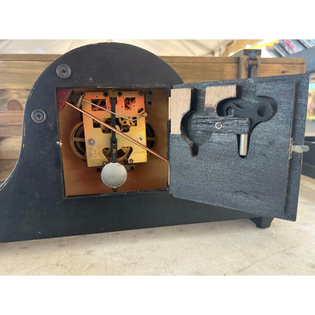 Brown 1960s Wooden Mantal Clock For Sale - Image 8 of 9