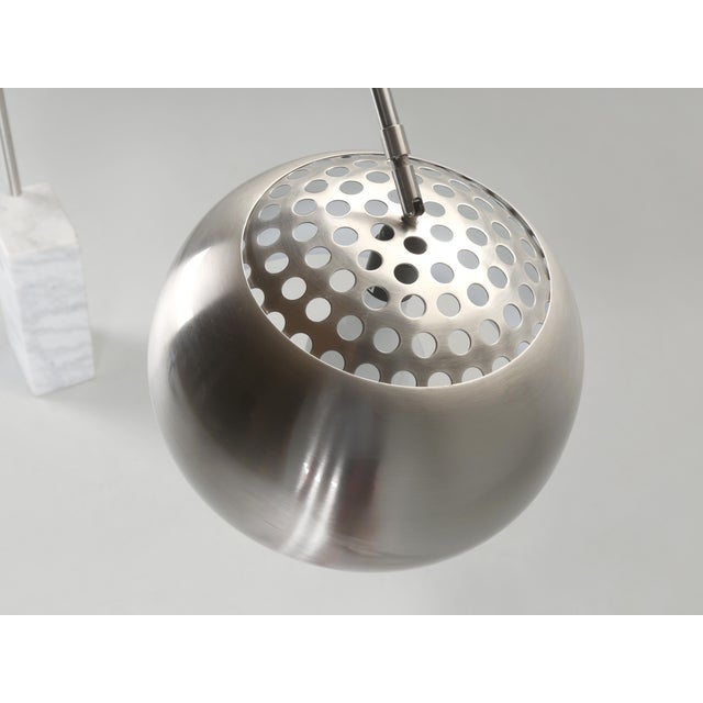 Stone Arch Floor Lamp Style of Castiglioni’s Arco Stainless & Marble For Sale - Image 7 of 12